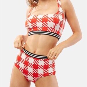 Solid and Striped Hot Lava Gingham Bikini Set Small